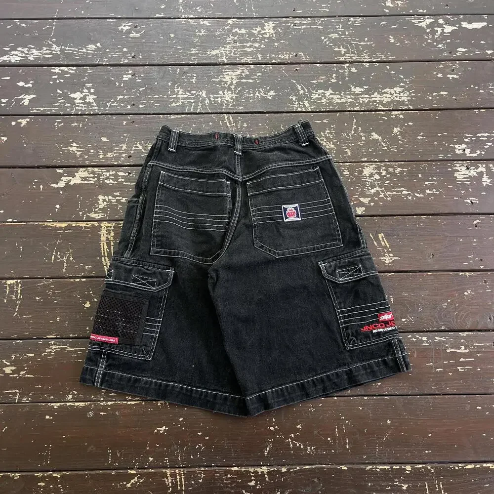 (32) Vintage 90s Y2K JNCO Jeans Jean Shorts Jorts Baggy Cargo Rave Skate 2000s - Picture 1 of 8